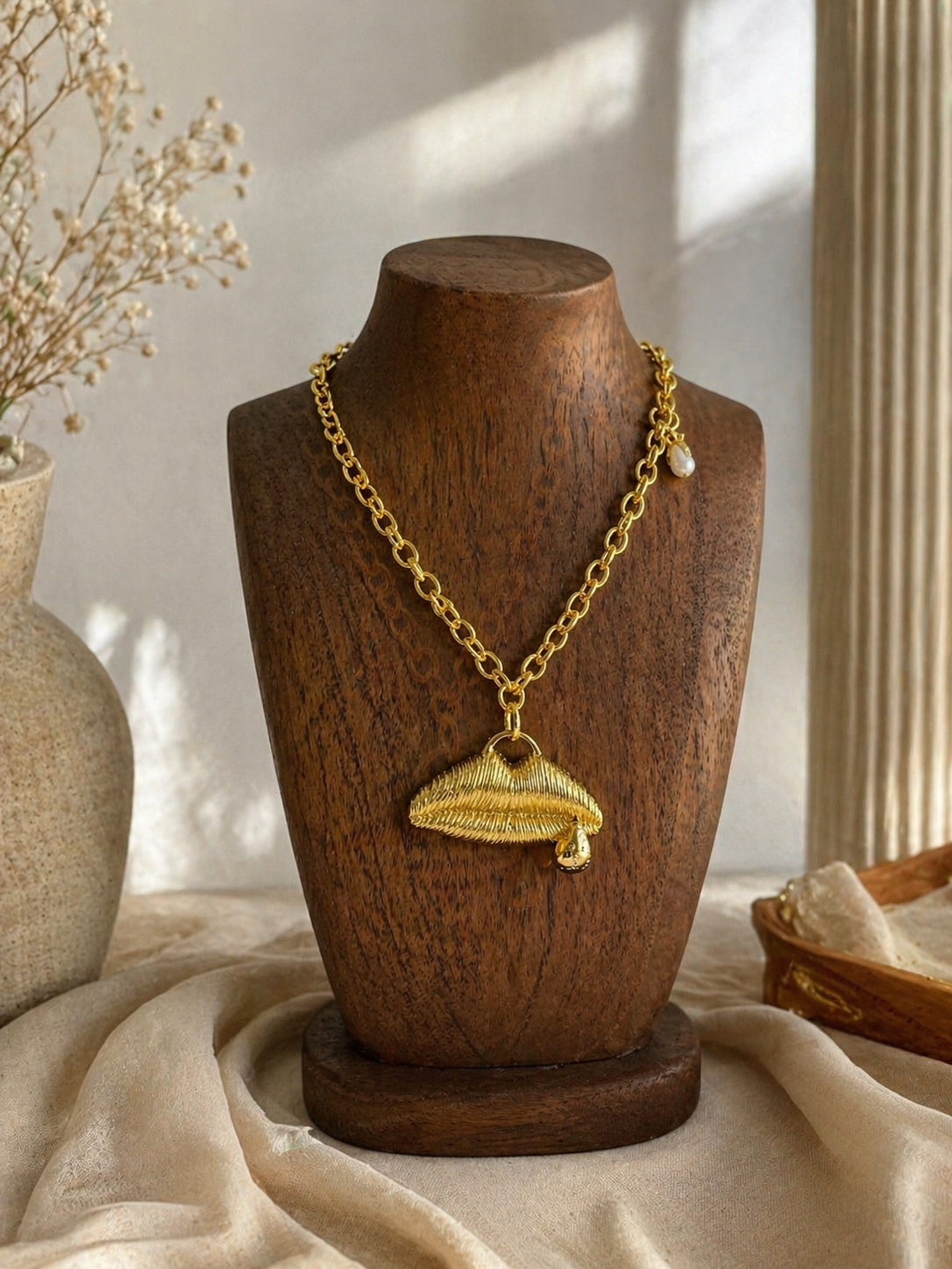 The Golden Kiss Pendant Necklace