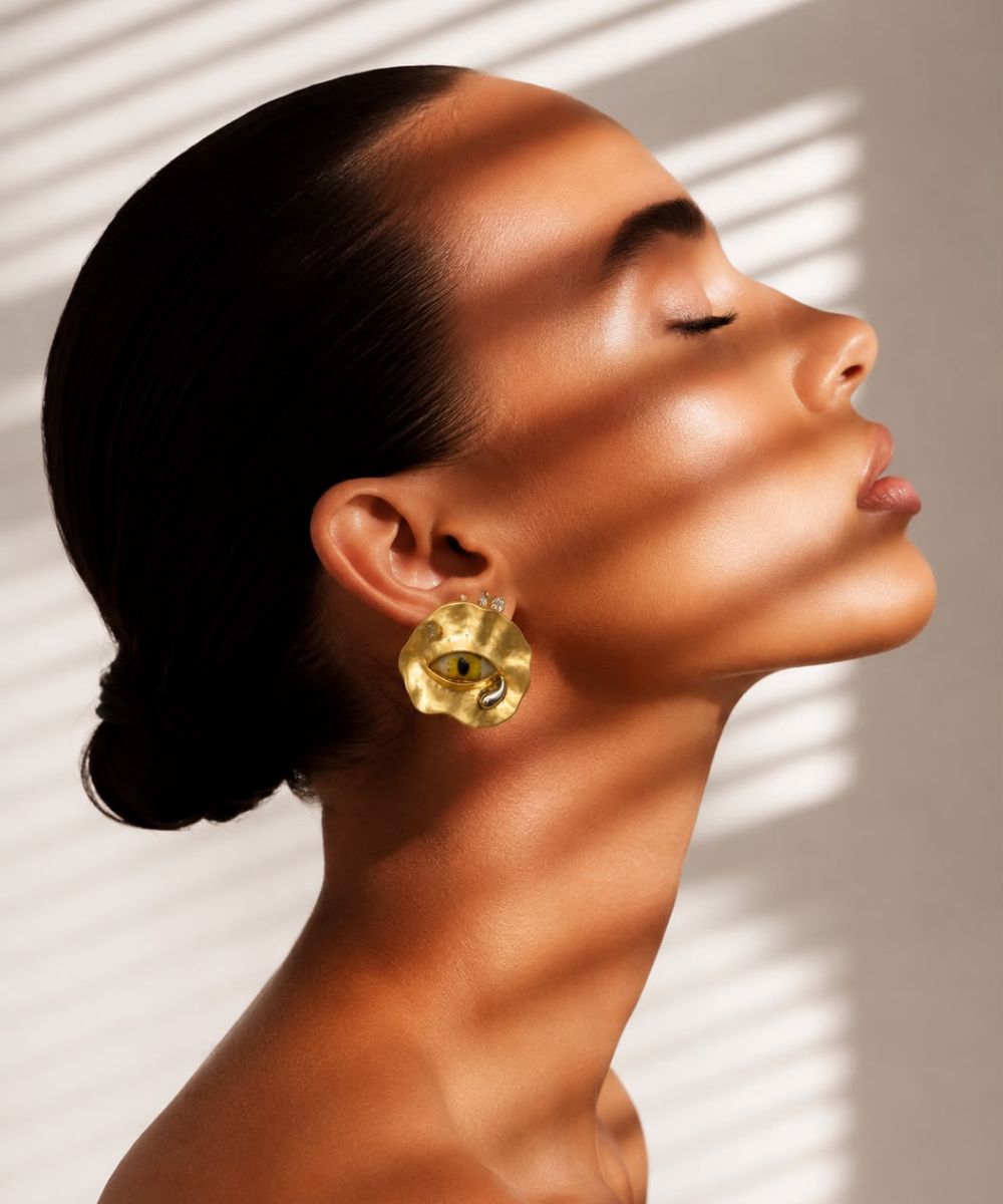 The Mystic Eye Hammered Gold Stud Earrings