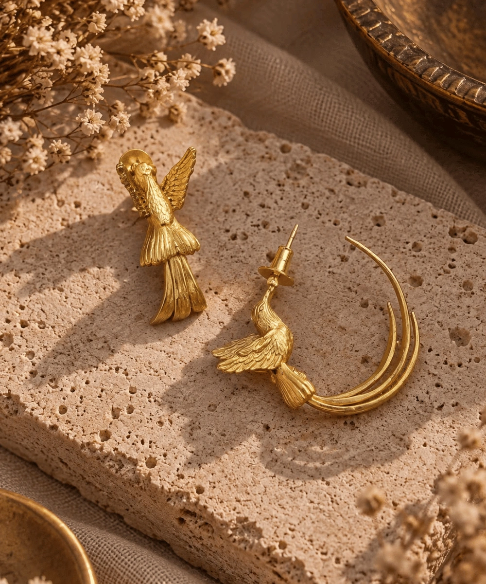 Flying Hummingbird Hoop Earrings