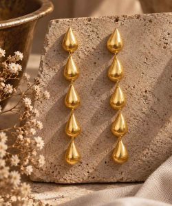 Tiered Golden Teardrop Earrings