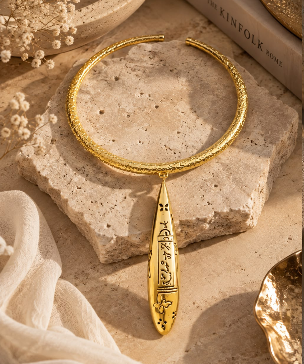 Sacred Elongated Drop Gold Choker
