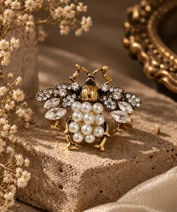 Vintage Pearl-Cluster Beetle Ring